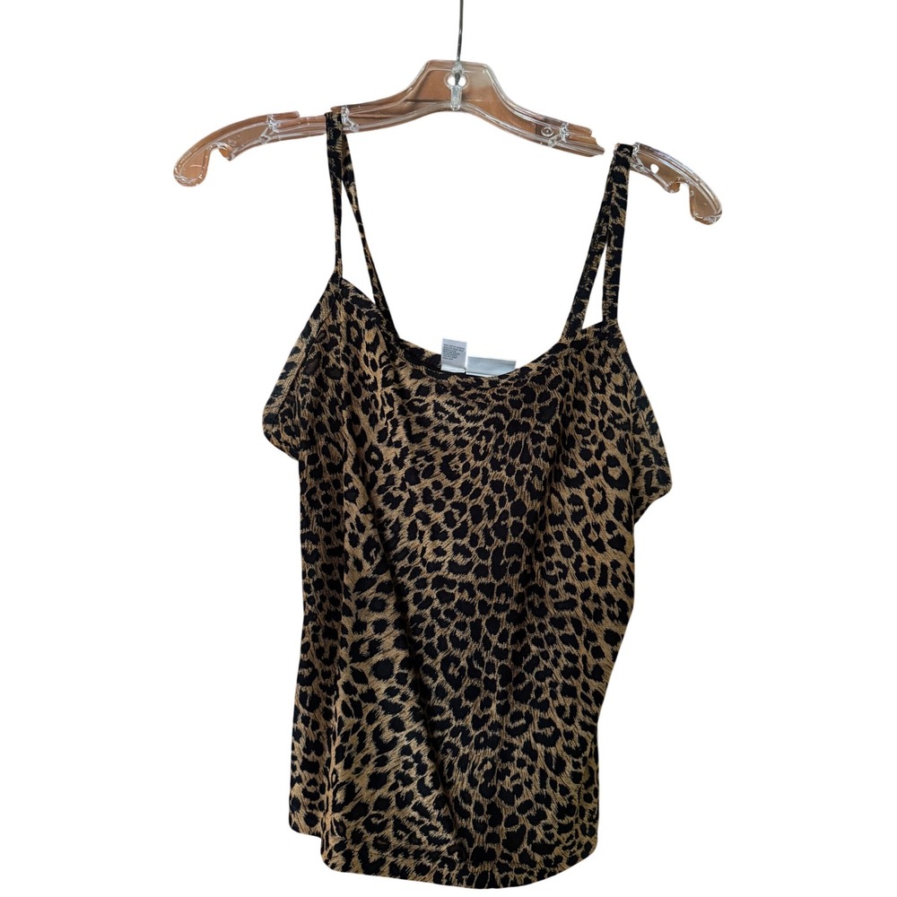 Xhilaration Leopard Print Camisole Top Spaghetti Strap Animal Print Brown L/7